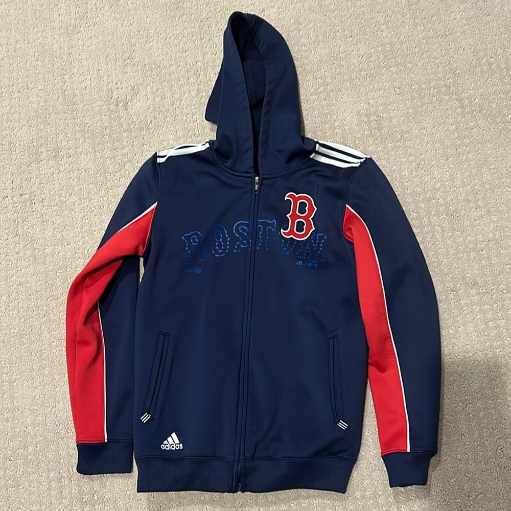 Boys Adidas Climawarm hoodie Boston Red Sox zippered jacket